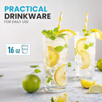 Zulay Kitchen Plastic Drinking Glasses (Set of 6) – 16oz Acrylic Shatterproof Water Cups for Home, Kitchen & Outdoors – Crystal Clear Glass Look – BPA & Lead-Free – Top-Rack Dishwasher Safe
