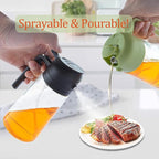 2-in-1 Oil Sprayer and Dispenser for Kitchen- 2 x 16 oz Pack, Never Drip Design, Precise Oil Control for Air Fryer, Roasting, Grilling, Barbecue and Salad. (Black, Green)