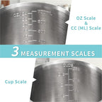 Measuring Cup, [Upgraded, 3 Measurement Scales, Including Cup Scale, ML Scale, Ounce Scale], Newness Stainless Steel Measuring Cup with Marking with Handle, 24 Ounces (0.7 Liter, 3 Cup) (Pack of 2)