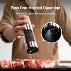 ThermoMaven Electric Salt and Pepper Grinder Set, 110ml Larger Rechargeable Automatic Salt and Pepper Mill Grinder with 6 Adjustable Coarseness, Electric Salt and Pepper Shakers, LED, Gun Grey