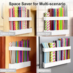 9.5” Large Acrylic Straw Holder for Cabinet Door, Reusable Adjustable Two-Part Straws Organizer with Ultra Sticky Adhesive Strips, 2026 Straw Storage for Kitchen Cupboard (White)