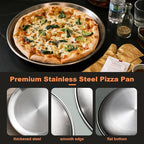 12 Inch Pizza Pan Set of 2, Pizza Pan for Oven Pizza Steel Pie Plate, Nonstick Stainless Steel Baking Pan for Cookie Serving Tray Round Pizza Pans