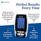 San Jamar Escali Plastic Wireless Thermometer & Timer, Custom Alerts, Stainless Steel Probe with 200ft Range for Commerical Kitchen, Black