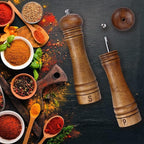 Gulex® Wood Pepper Grinder Pepper Mill,Adjustable Coarseness 8 Inch Wooden Peppermill, Ceramic Grinding Mechanism Salt Mill Refillable (1 pack) (Dark-2PC)