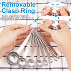 Upgrade 9 PCS Stainless Steel Measuring Spoons Set, Small Tablespoon, Teaspoons, Set 8 with Bonus Leveler for Dry and Liquid, Fits in Spice Jars, 1/32 1/16 1/8 1/4 1/2 1 tsp, 1/2 1 tbsp