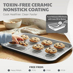 Gotham Steel 6 Pc Stackable Baking Pans Set, 70% Space Saving Design, Ceramic Bakeware Sets Non Toxic Made Without PFOA PFOS, with Cookie Sheet Tray, Cake & Muffin Pans, Oven & Dishwasher Safe