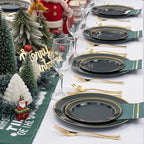 NOCCUR 200PCS Green Plastic Plates for 100 Guests - Include 100PCS 10" Dinner/ 100PCS 7" Dessert Disposable Plates Heavy Duty - Ideal for Party/Wedding/Christmas
