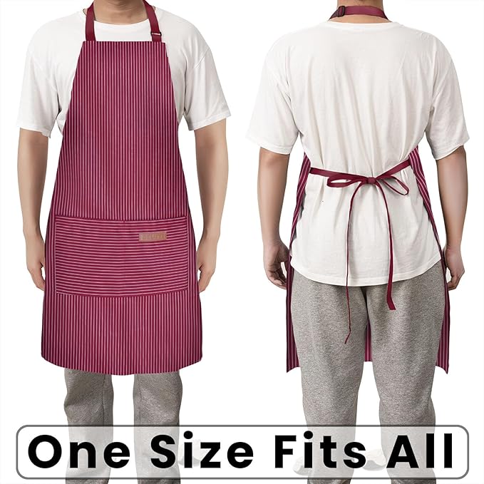 BeLuyi 2 Pack Adjustable Bib Apron with 2 Pockets Chef Cooking Kitchen Restaurant Aprons for Women Men