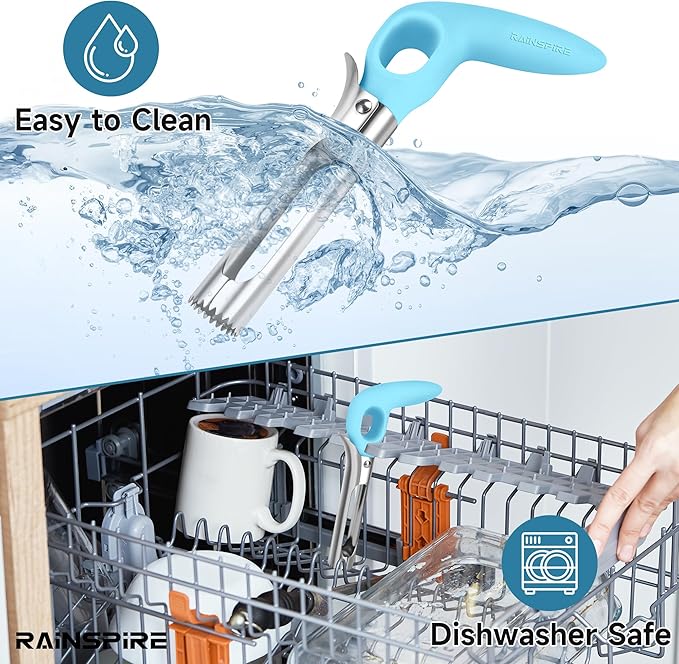 Rainspire Apple Corer Tool Kitchen Apple Core Remover Stainless Steel Comfortable Nonslip Handle, Dishwasher Safe, Blue