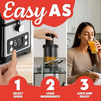 Gourmia 6 Speed Digital Juice Extractor -Extra-Wide Chute, Pulse Mode, Self-Clean Cycle, 36 oz Pitcher, Pulp Container & Cleaning Brush, Stainless Steel