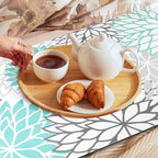 Findosom 2PCS 12" x 20" Dish Drying Mat & 24" x 5.5" Sink Splash Guard, Super Absorbent & Cuttable Dish Mat Drying Kitchen Mat with Teal Floral, Hide Stain Drying Mat for Kitchen Counter