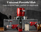 Stand Mixer Heavy Duty - All Metal Kitchen Standing Mixer 5.3 Quart with 4 Stainless Steel Attachments, DC Motor & Multifunctional Power Hub, 8-Speed & Timer, Lower Noise (Red)