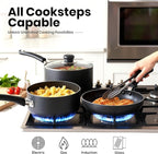 KICHLY 8 Piece Pots and Pans Set, Non Stick Kitchen Cookware Set with 20cm & 28cm Frying Pans and 16cm, 18cm, 20cm Saucepans with Lids, Induction Compatible Pots and Pans Set Non Stick, Black