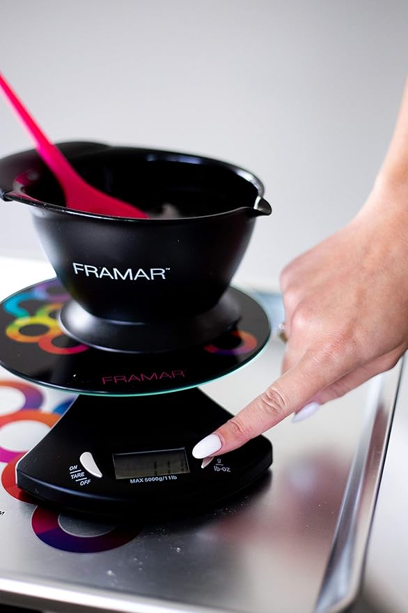 FRAMAR Hair Color Scale for Hair Salon - Digital Scale for Hair Color, for Kitchen, Food, Stylist, Easy to Clean, Accurate - Elegant Black