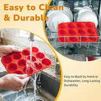 2 Pack Silicone Cupcake Pan for Baking, Nonstick Silicone Muffin Pans, 12 Cups Regular Size Cupcake Pan, Durable and Flexible, Quick-Release, Easy to Clean, Ideal for Home Baking and Party, Red