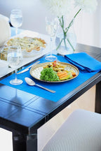Solino Home Linen Placemats Set of 4 - Classic Hemstitch Royal Blue Placemats 14 x 19 Inch - 100% Pure Linen Table Mats for Holiday, Winter, New Year