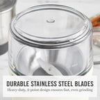 Martha Stewart Electric Coffee & Spice Grinder, Dual 2.5oz Removable Bowls, Storage Lids, Stainless Steel Blades, One Touch Pulse Control, 2-in-1 Compact, Beans & Spices, Herbs & Nuts, Linen White