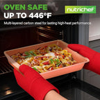 NutriChef 5-Piece Bakeware Set – Premium Non-Stick, Stackable Kitchen Baking Pans with Silicone Handles – Includes 3 Cookie Sheets, Baking Pan & Lid – Perfect for Cakes, Cookies & Brownies