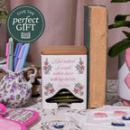 Steel Mill & Co Ceramic Tea Bag Dispenser with Bamboo Lid, Tea Storage Container for Kitchen Counter, Organizer for Tea Bags, Cute Bookish Gift for Tea Lovers (Jane Austen Quote)