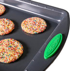 BergHOFF 11Pc Perfect Slice Bakeware Set, Covered Rectangle Cake Pan, Cookie Sheets, Muffin Pan, Loaf Pan, Round, Square and Rectangle Cake Pans, Slicer, Non Toxic, PFOA Free, Silver & Green