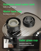 HBN Espresso Machine, 3.5Bar Cappuccino & Latte Maker, 2-4 Cup Stainless Steel Coffee Machine with Milk Frother, 800W Espresso Machine Maker with Steamer, Compact Coffee Maker for Home and Office