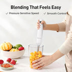 Cordless Immersion Hand Blender (Stick Blender) – Smooth, Controlled Blending for Everyday Cooking, 12V Brushless Motor, Pressure-Sensitive Variable Speed, USB-C Rechargeable, Easy-Clean (White)
