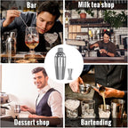 Umigy Cocktail Shaker Set Martini Shaker Bulk Stainless Steel Martini Mixer with Strainer and Double Measuring Jigger for Bar Party Home Use Wine Bar(25 Oz/ 750 ml,4 Packs)