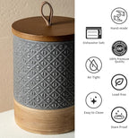Miamolo Small Ceramic Jar with Lid, Coffee Container Kitchen Food Storage Jars for Sugar Tea Bag, Stackable Decorative Spice Jars for Countertop Coffee Bar Accessories- Gray & 5 fl.oz