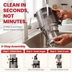 LAUDLIFE Cold Press Juicer Machine, 5.9" Wide Feed Chute Juice Extractor, 80 oz Large Hopper, Easy to Clean & High Juice Yield, BPA Free, Slow Masticating Juicer for Whole Fruits & Vegetables