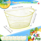 meekoo 6 Pcs Plastic Ice Buckets Bulk with Handles 4.5L Oval Storage Tub Large Capacity Ice Drink Bucket for Party Bar Wine Beer Champagne Beverage Bottle Cooler (4.5 L,Gold)