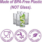 Amazing Abby - Vika - 18-Ounce Plastic Highball Glasses (Set of 6), Plastic Cocktail Glasses, Reusable, BPA-Free, Shatter-Proof, Dishwasher-Safe, Perfect for Poolside, Outdoors, Camping, and More
