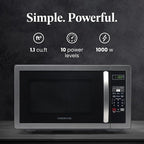 Farberware 1.1 Cu. Ft. Countertop Microwave Oven – 1000 Watts Power, Auto Cook Settings, Defrost, Easy Clean and Child Safety Lock - Stainless