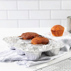 PLASTICPRO Aluminum Foil Muffin Pans Reusable and Disposable, Muffin & Pie foil Pan (50, 6 cavity XL)