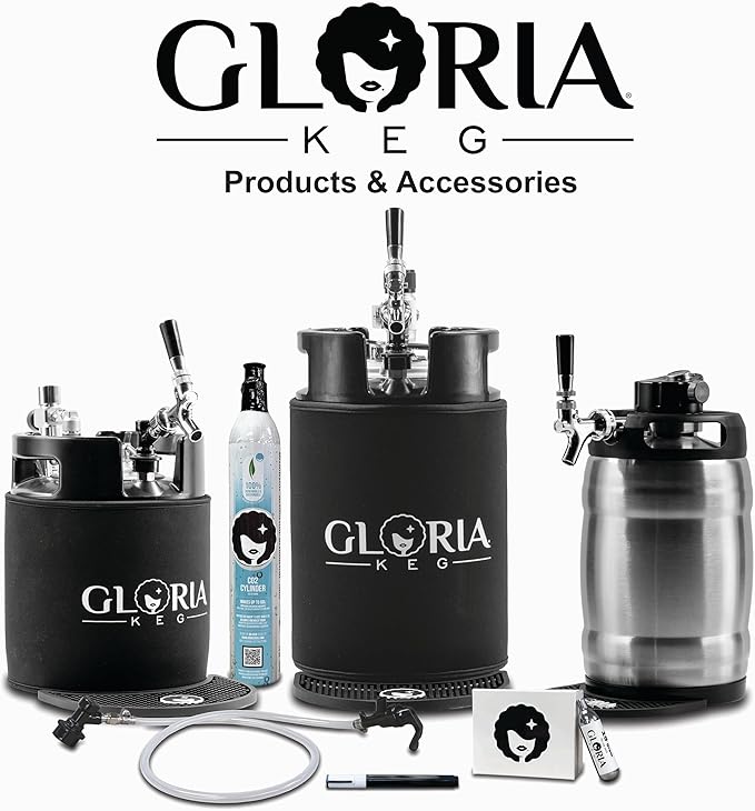 Gloria 7L (1.8 Gal) Mini Keg, Pressurized Keg for Drinks, with Tap System, Co2 Regulated, Stainless Steel