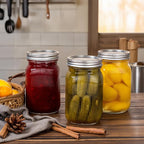 WELLIFE Clear Stripe Mason Jars 32oz-4Pcs