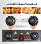 ROVSUN 12.5QT/11.8L Electric Deep Fryer w/Frying Basket, Timer, Drain, & Lid, Commercial Countertop Single Tank Frying Machine, Adjustable Temperature, for French Fries Donuts Onion Rings, 1700W 110V