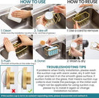 TAILI Sponge Holder for Kitchen Sink with Strong Suction Cup Removable, Rustproof Aluminum Sink Caddy for Sponge, Brush, Scrubber, Scraper -Gold
