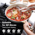 SENSARTE Ceramic Nonstick Frying Pan Skillet 12.5Inch Non Stick Pan with Ergonomic Handle, Non-toxic Healthy Large Cooking Chef's Pan, Free of Intentionally Added PFOA/PFAS/PTFE, Induction Compatible