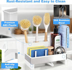 Kitchen Sink Caddy Organizer, Stainless Steel Sponge Holder, Kitchen Caddy Sink Organizer with Dish Brush Holder and Dishcloth Rack, Rustproof Dish Sponge Drying Rack for Countertop Storage