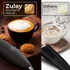 Zulay Kitchen Patented Tornado Triple Whisk Milk Frother with 4 Duracell Batteries – Handheld Foam Maker for Coffee, Lattes, Matcha & Hot Chocolate – Rich, Creamy Froth in Seconds - Onyx Gray