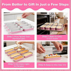 NPLUX 50 PACK Mini Cake Pans with Lids and Spoons,Rectangular Aluminum Foil Bread Pan,Mini Loaf Pans and Food Containers with Lids(Pink,6.8oz)