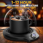 Fast Heating Mug warmer - 4 Temp Settings & 1-12H Timer, Coffee Cup Warmer Plate for Desk Auto Shut Off, LED Display Smart Candle Wax Warmer - Ideal Electric Beverage Warmer Gift for Coffee, Tea, Milk