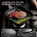 Kikcoin 16Pcs Ceramic Pots and Pans Set Non Stick, Includes a 9.5" Grill Pan, Induction Kitchen Cookware Sets, Black Nonstick RV Kitchen Camping Cooking Sets Stackable (PTFE, PFOS, PFOA Free)