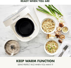 GreenPan Carb Reducing Electric Rice Cooker, 4 Cups Uncooked/8 Cooked Rice, 10 Presets, LED Display, Healthier Meals, Delay Timer, PFAS-Free Ceramic Nonstick Removable Bowl, Cool Touch, Steam, Cream