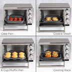 Ecolution Non-Stick Toaster Oven Bakeware Set 4-Piece, Carbon Steel, Easy to Clean and Perfect for Single Servings, Gray