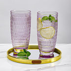 CREATIVELAND Highball Beverage Glasses Set of 6 Romantic Colored Thick & Heavy Base Big Capacity 14.87oz|440ml, Drinking Glass Tumblers for Iced Tea, Water, Soda & Juice and Cocktails (Purple)
