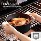 SENSARTE 17Pcs Nonstick Cookware Set Pots and Pans Set Kitchen Cooking Frying Pans with Stay-cool Handle, Dishwasher Safe, Induction Compatible, PFOA/PFOS Free, Black