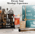 BARE BARREL® Mixology Bartender Kit Bar Set | 16-Piece Cocktail Shaker Set | Martini Barware Mixing Tools for Home Bartending | Incl. 35 Recipe Cards | Gift Set (24oz Cobbler Shaker, Brass/Black)