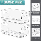 Sorbus Stackable Storage Bins Open Front, Clear Stackable Storage Bins, Pantry Bins for Storage and Organization, Acrylic Stackable Bins for Kitchen, Clear Pantry Organizer Bins (Small Wide 8 Pack)
