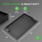NutriChef Cast Iron Reversible Griddle 18x10 Inch – Pre-Seasoned Flat Top & Ridged Grill Side, Stove Top Griddle for Gas Grill, Outdoor & Indoor Cooking